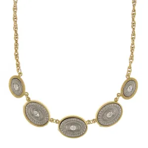 1928 Jewelry Crystal Accents Oval Station Necklace 16"   3" Extender 1928 Jewelry
