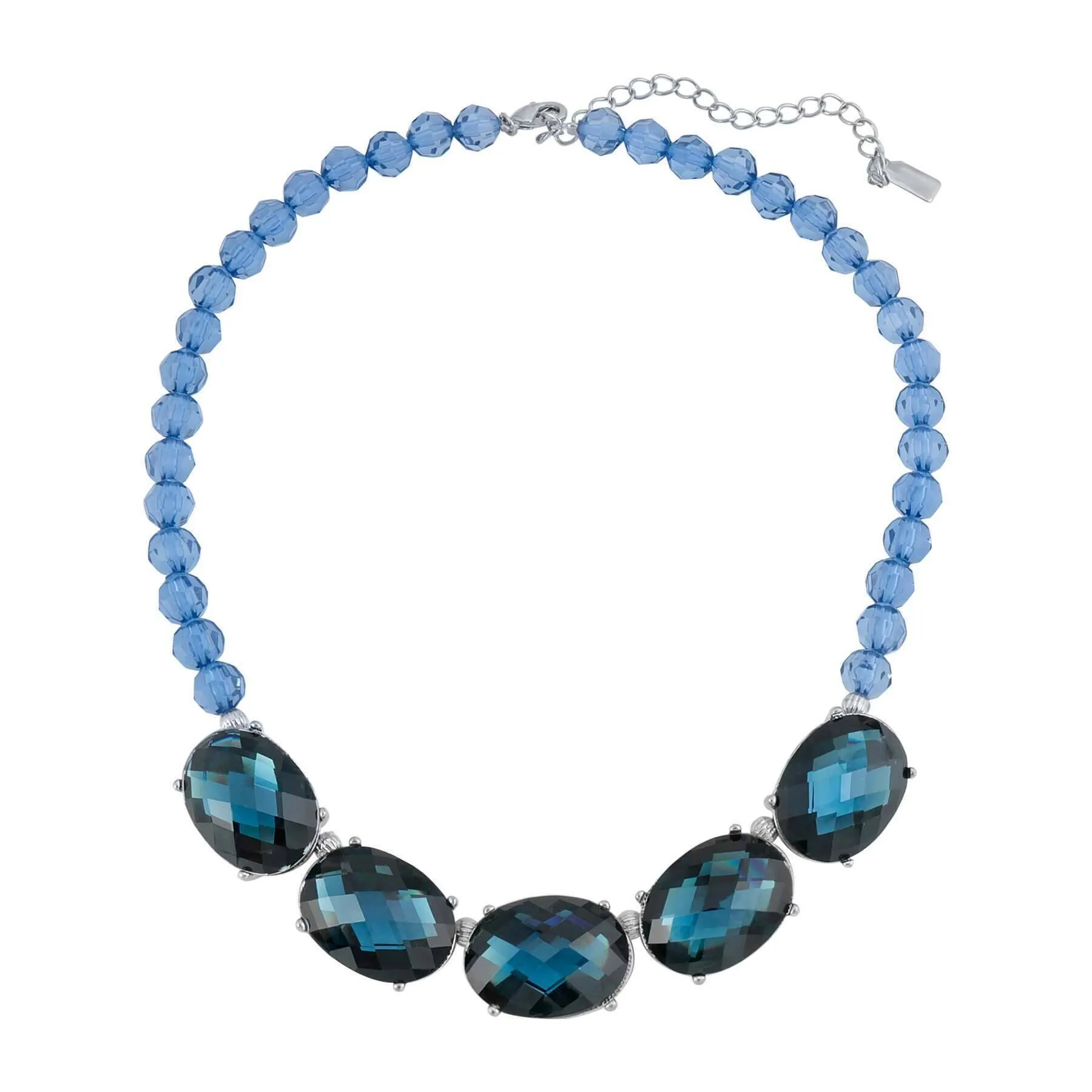 1928 Jewelry Oval Faceted Beaded Collar Necklace 16"   3" Extender 1928 Jewelry