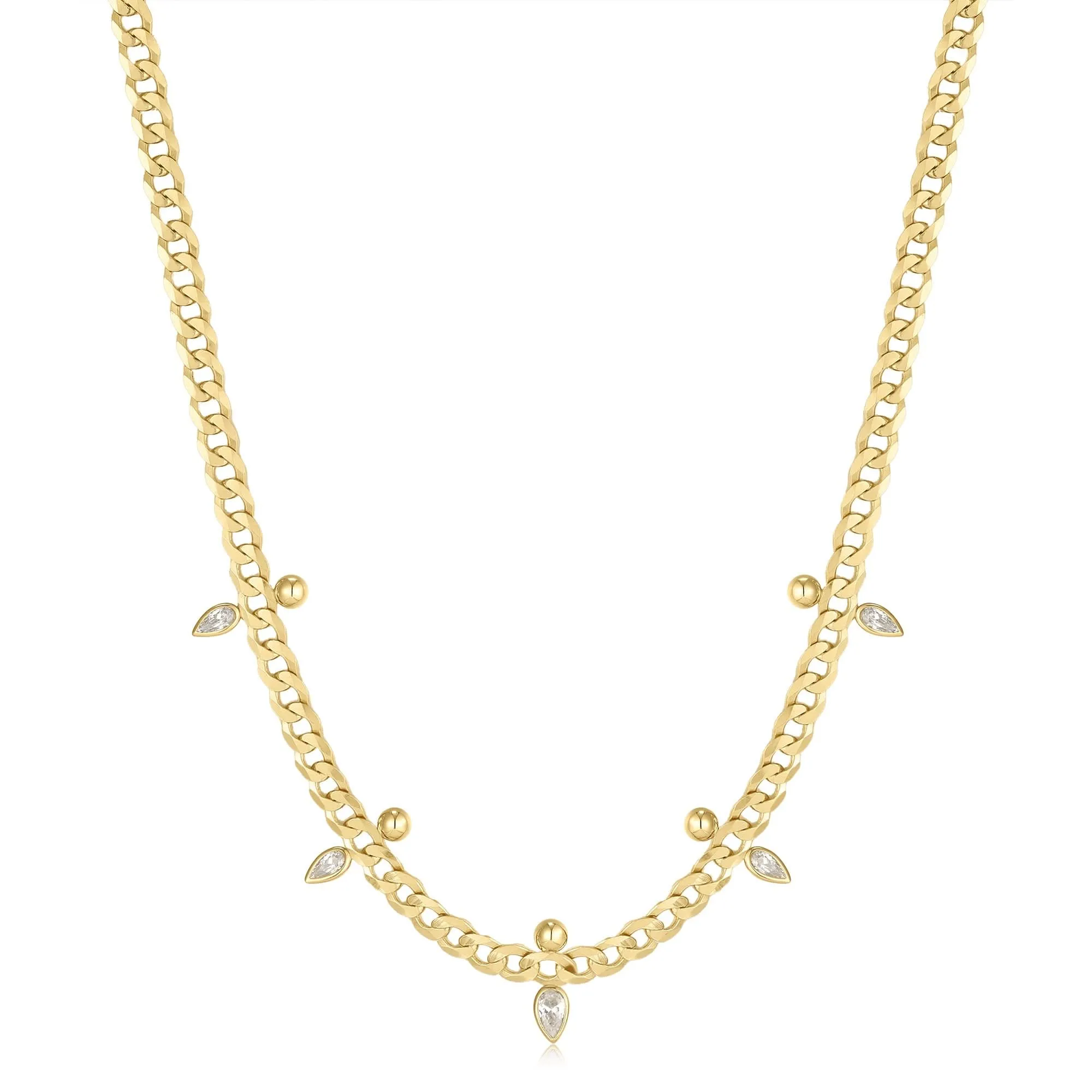 Ania Haie Gold Curb Chain Sparkle Point Necklace N053-07G Ania Haie Jewellery