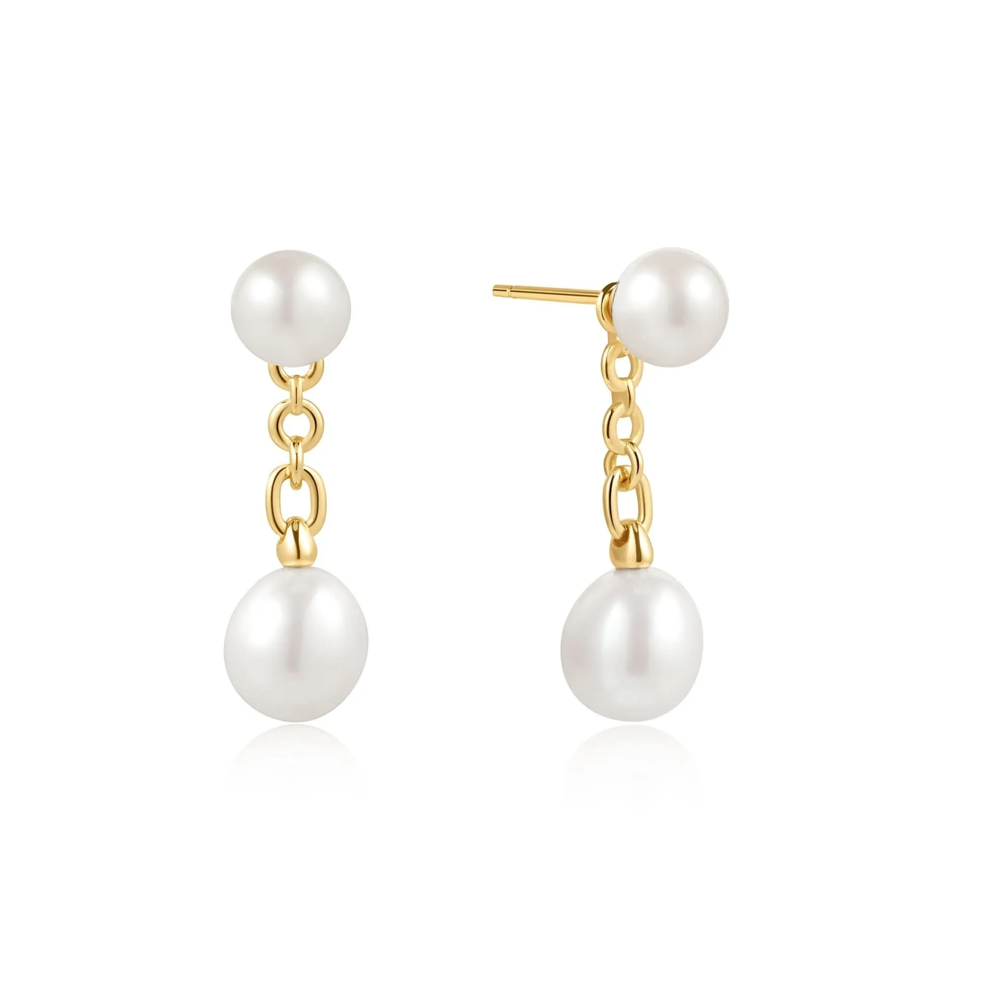 Ania Haie Gold Freshwater Pearl Stud Ear Jackets E058-06G Ania Haie Jewellery