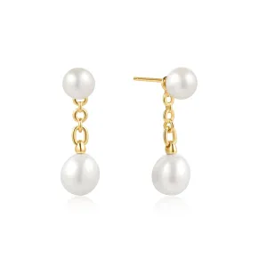 Ania Haie Gold Freshwater Pearl Stud Ear Jackets E058-06G Ania Haie Jewellery