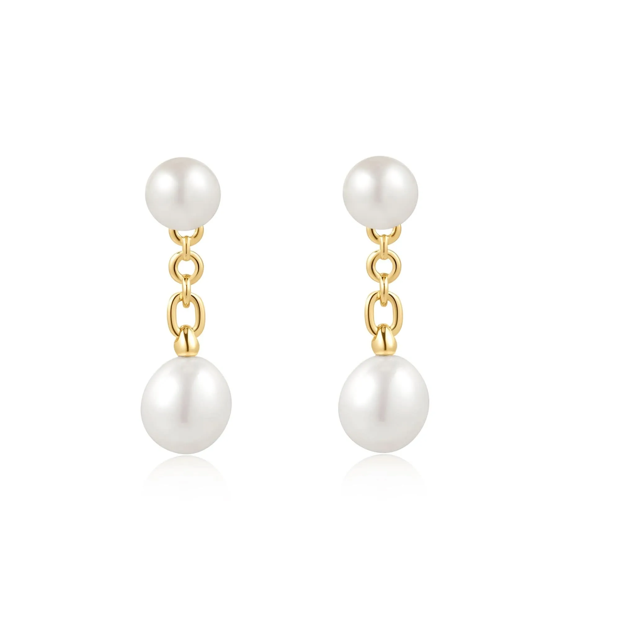 Ania Haie Gold Freshwater Pearl Stud Ear Jackets E058-06G Ania Haie Jewellery