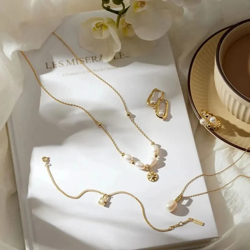 Ania Haie Gold Pearl Padlock Bracelet B054-01G Ania Haie Jewellery