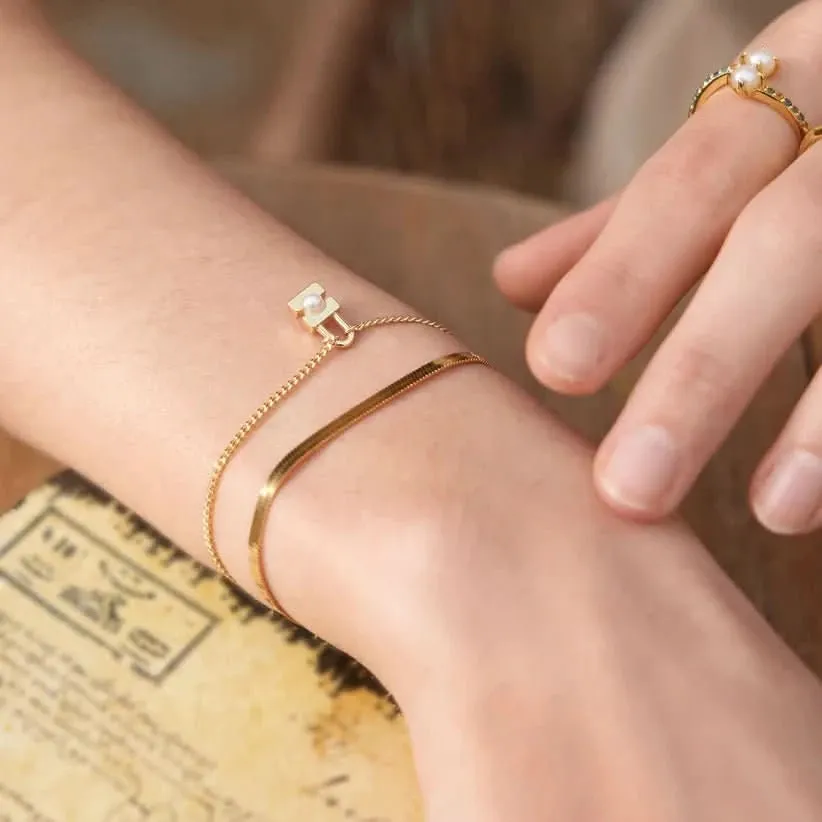 Ania Haie Gold Pearl Padlock Bracelet B054-01G Ania Haie Jewellery