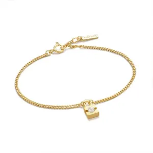 Ania Haie Gold Pearl Padlock Bracelet B054-01G Ania Haie Jewellery