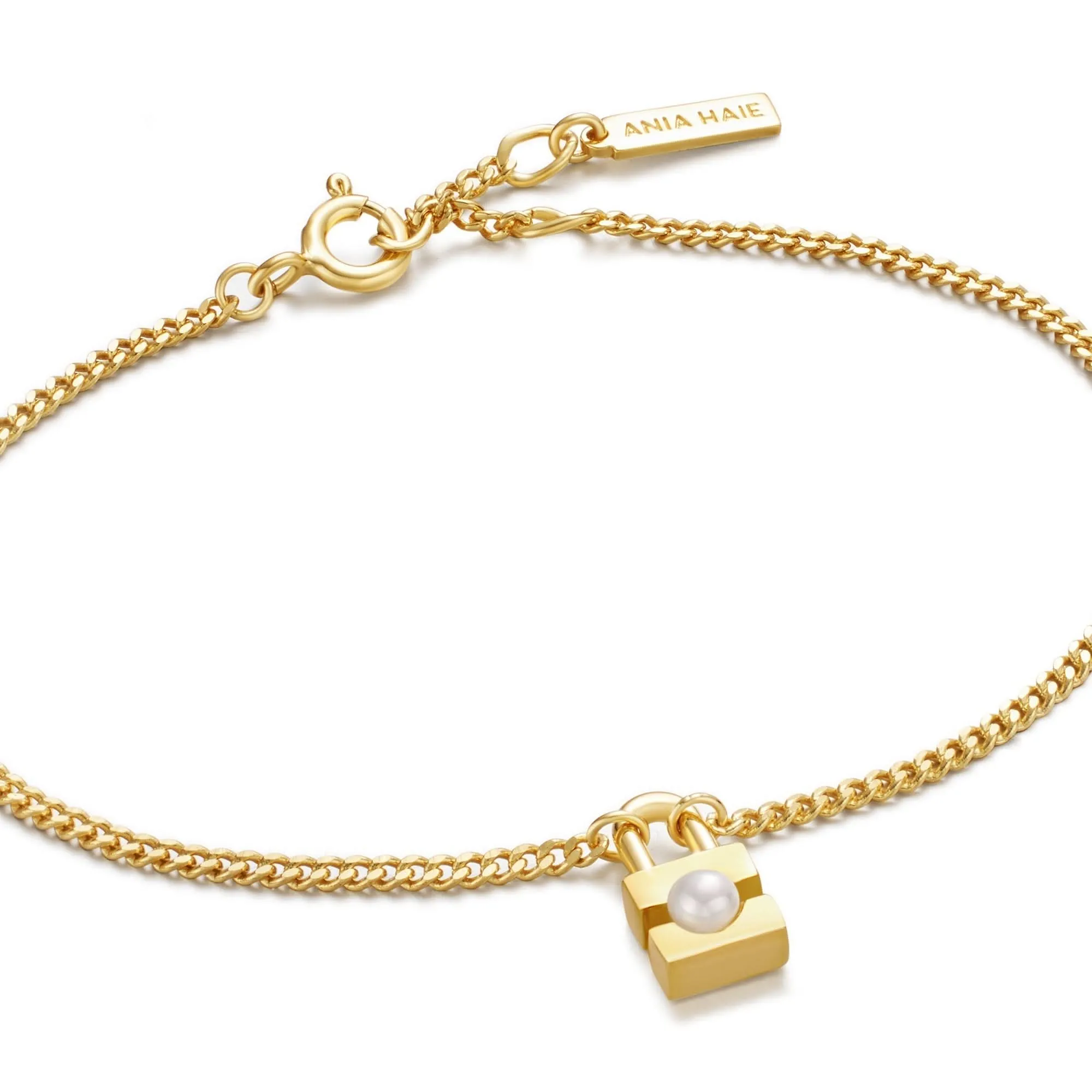 Ania Haie Gold Pearl Padlock Bracelet B054-01G Ania Haie Jewellery