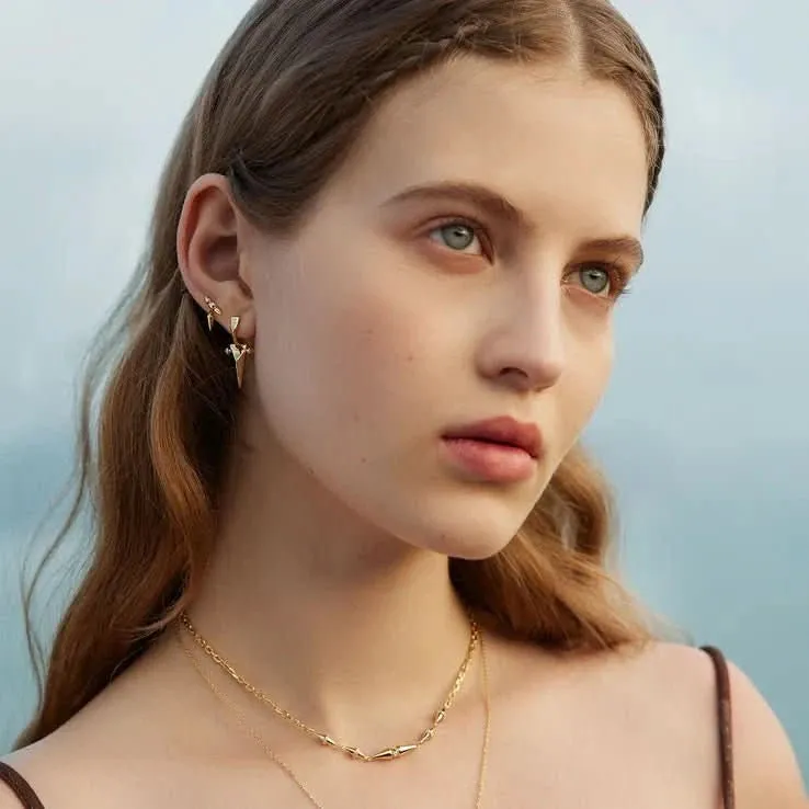 Ania Haie Gold Point Huggie Hoop Earrings E053-07G Ania Haie Jewellery