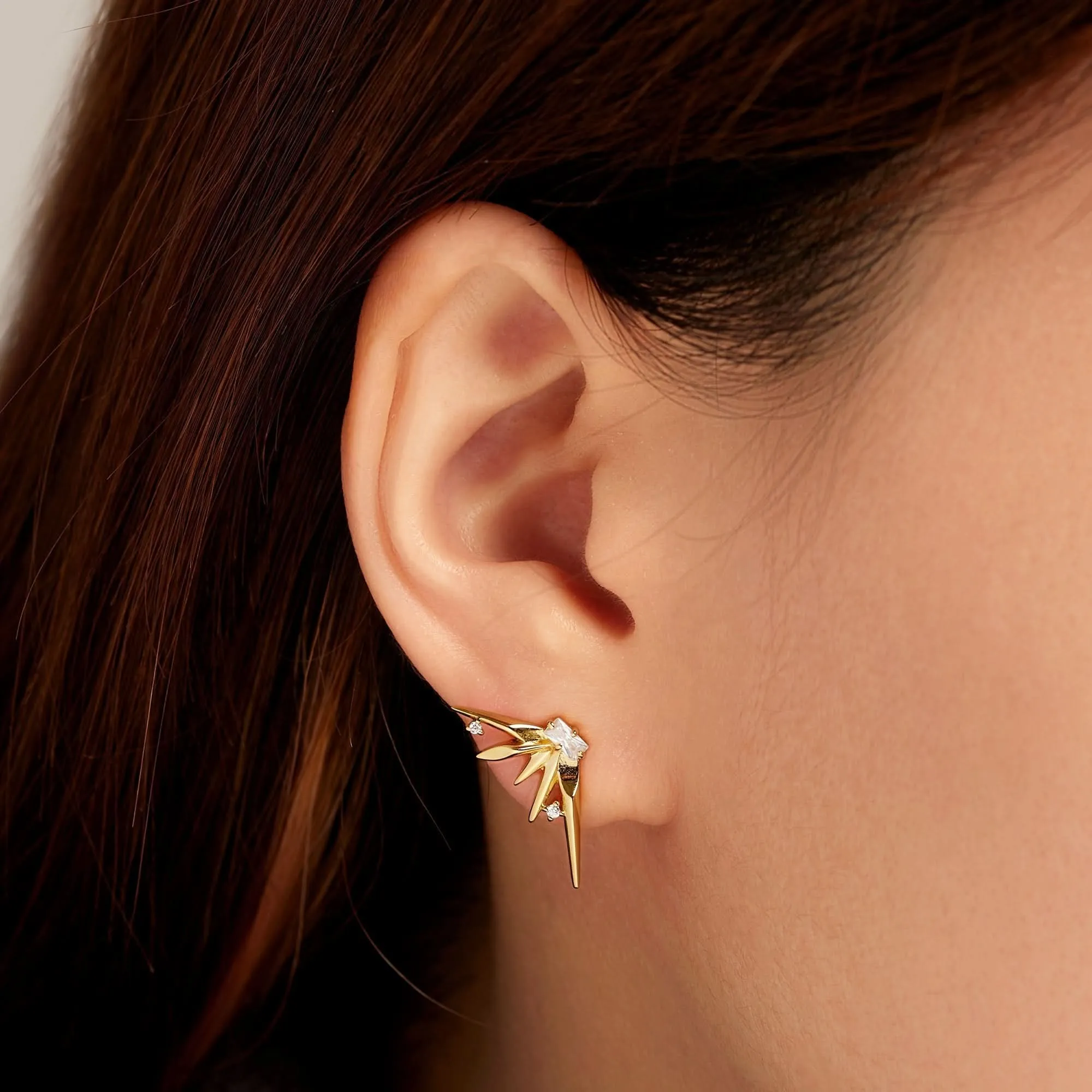 Ania Haie Gold Statement Spike Stud Earrings E053-05G Ania Haie Jewellery