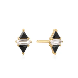 Ania Haie Gold Triangle Black/White Cubic Zirconia Studs E059-07G Ania Haie Jewellery