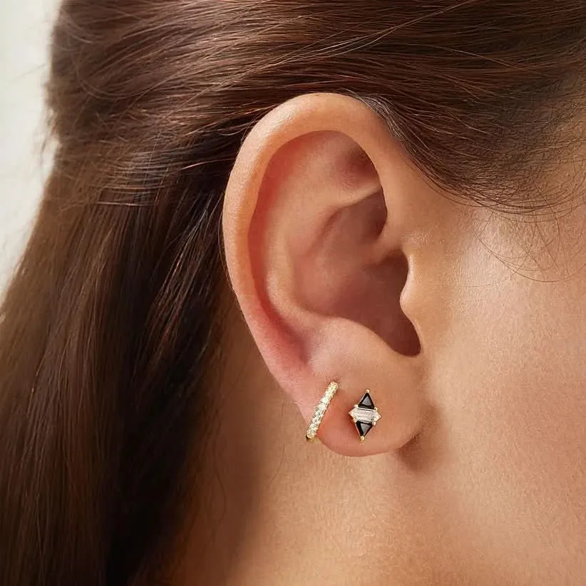 Ania Haie Gold Triangle Black/White Cubic Zirconia Studs E059-07G Ania Haie Jewellery