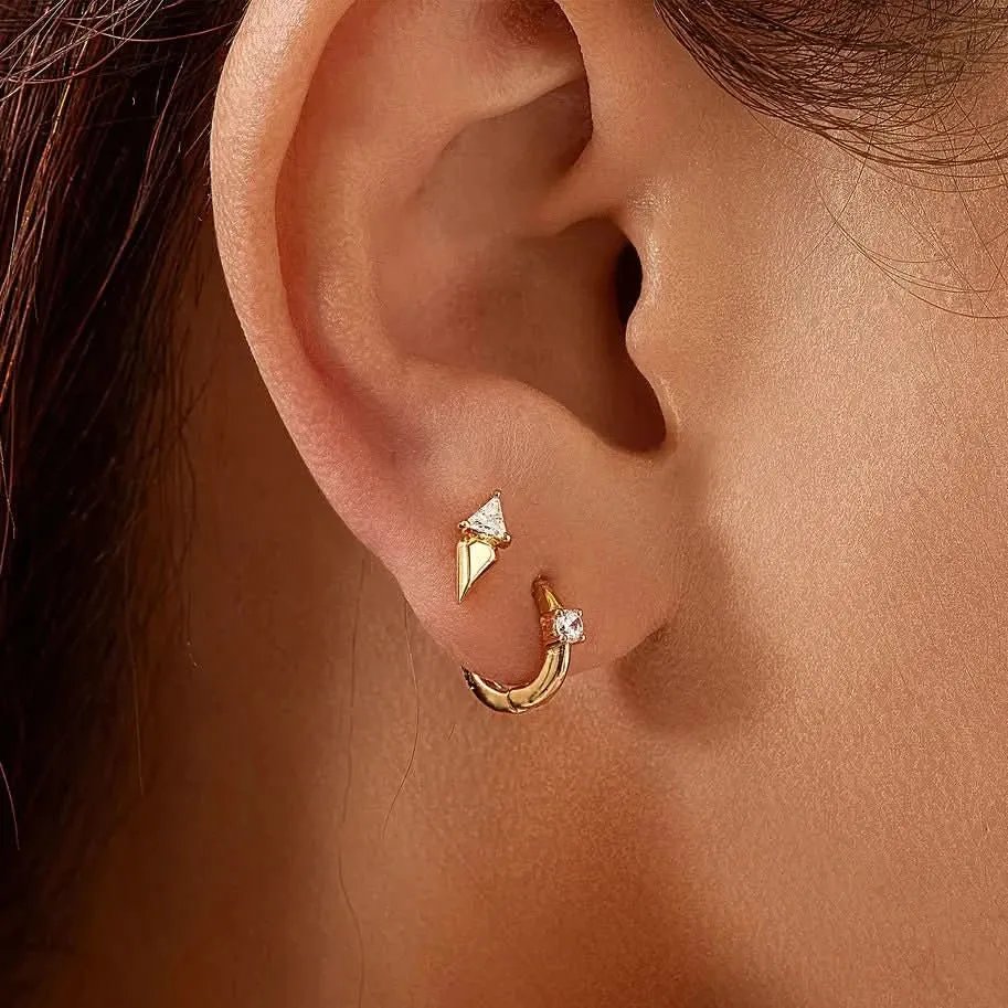 Ania Haie Gold Triangle Cubic Zirconia Geometric Stud Ear Jackets E059-04G Ania Haie Jewellery