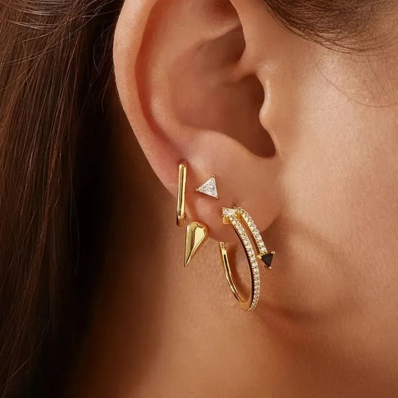 Ania Haie Gold Triangle Cubic Zirconia Geometric Stud Ear Jackets E059-11G Ania Haie Jewellery