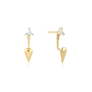 Ania Haie Gold Triangle Cubic Zirconia Geometric Stud Ear Jackets E059-11G Ania Haie Jewellery