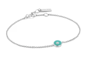 Ania Haie Jewellery Bright Future - Teal Enamel Disc Silver Bracelet