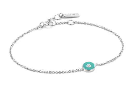 Ania Haie Jewellery Bright Future - Teal Enamel Disc Silver Bracelet