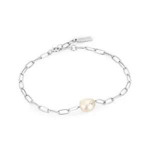Ania Haie Jewellery Pearl Power - Silver Pearl Sparkle Chunky Chain Bracelet