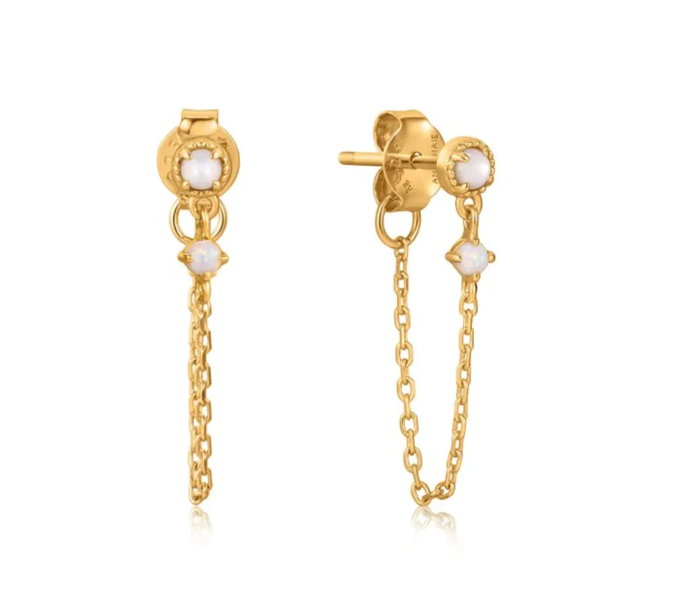 Ania Haie Jewellery Rising Star - Mother of Pearl and Kyoto Opal Chain Drop Earrings