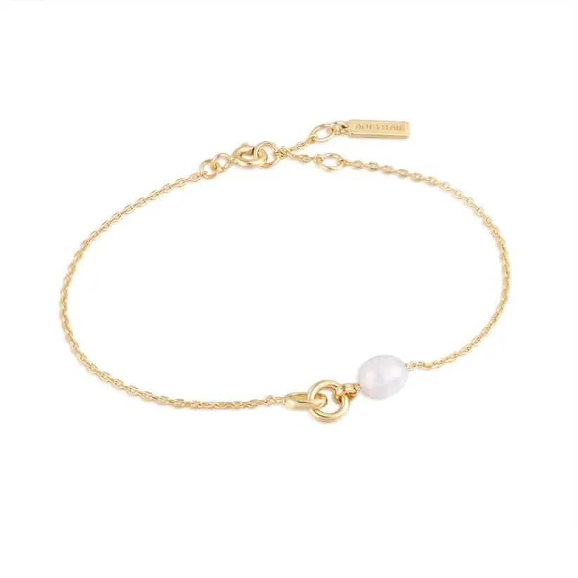 Ania Haie Pearl Link Chain Bracelet B043-01G Ania Haie Jewellery