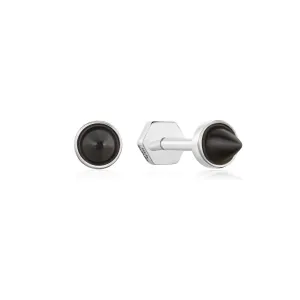 Ania Haie Silver Black Agate Point Barbell Earrings E053-01H Ania Haie Jewellery