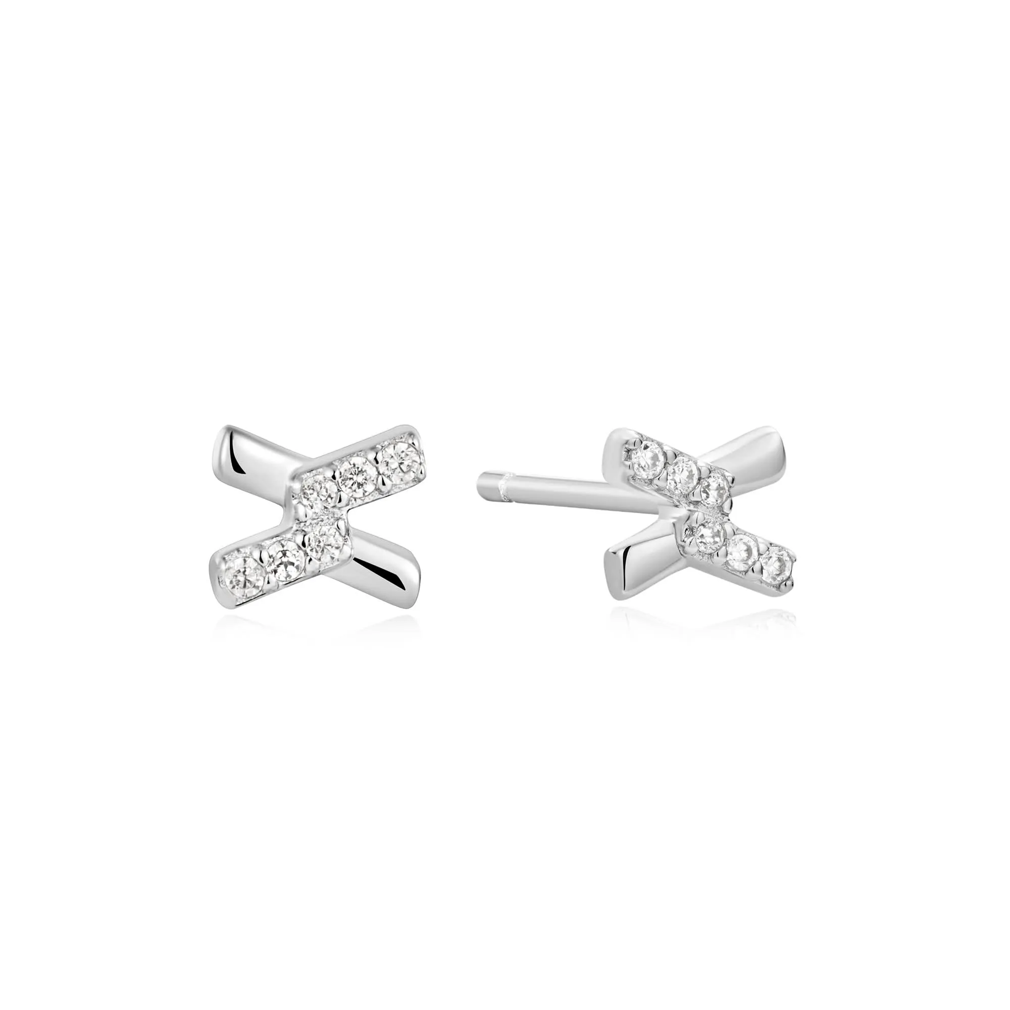 Ania Haie Silver Cross Cubic Zirconia Studs E061-01H Ania Haie Jewellery