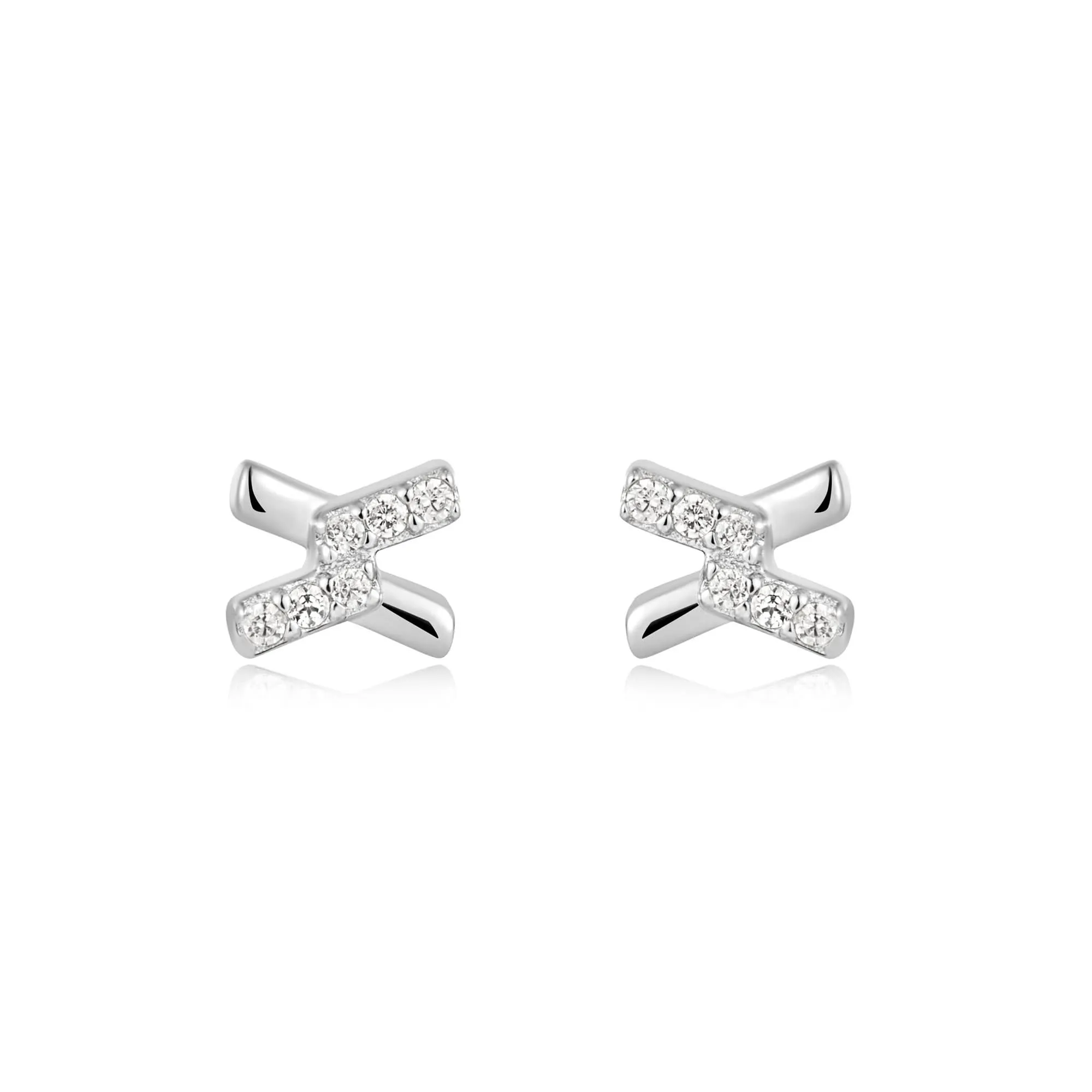 Ania Haie Silver Cross Cubic Zirconia Studs E061-01H Ania Haie Jewellery