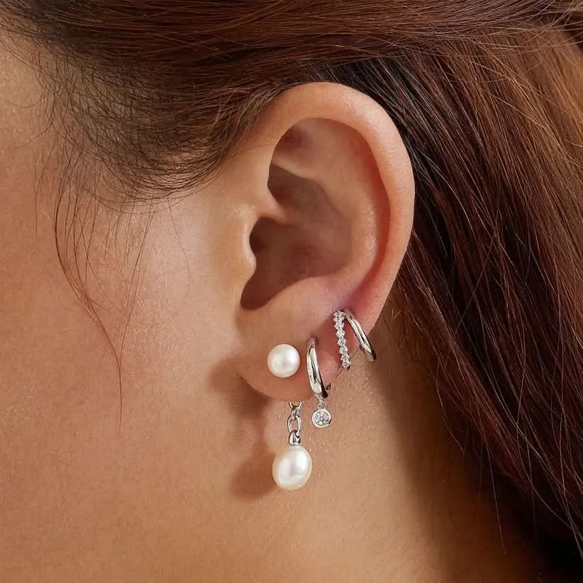 Ania Haie Silver Double Mixed Huggies E059-15H Ania Haie Jewellery