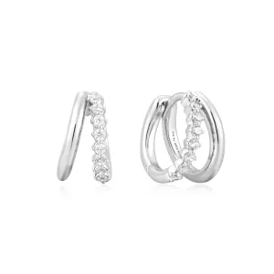 Ania Haie Silver Double Mixed Huggies E059-15H Ania Haie Jewellery