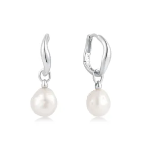 Ania Haie Silver Freshwater Pearl Drop Hoops E058-05H Ania Haie Jewellery