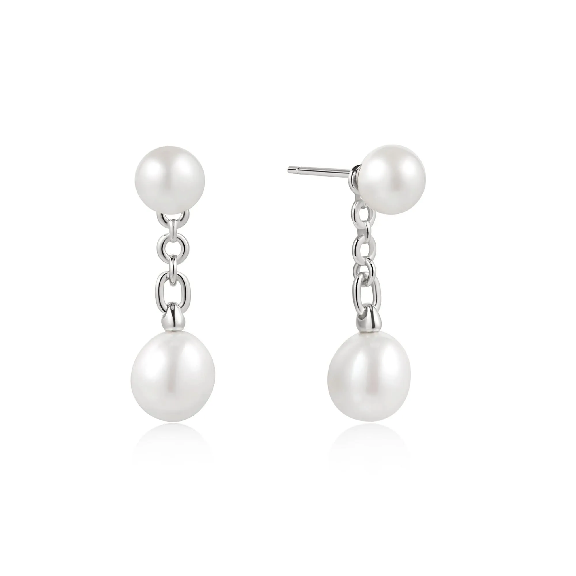 Ania Haie Silver Freshwater Pearl Stud Ear Jackets E058-06H Ania Haie Jewellery