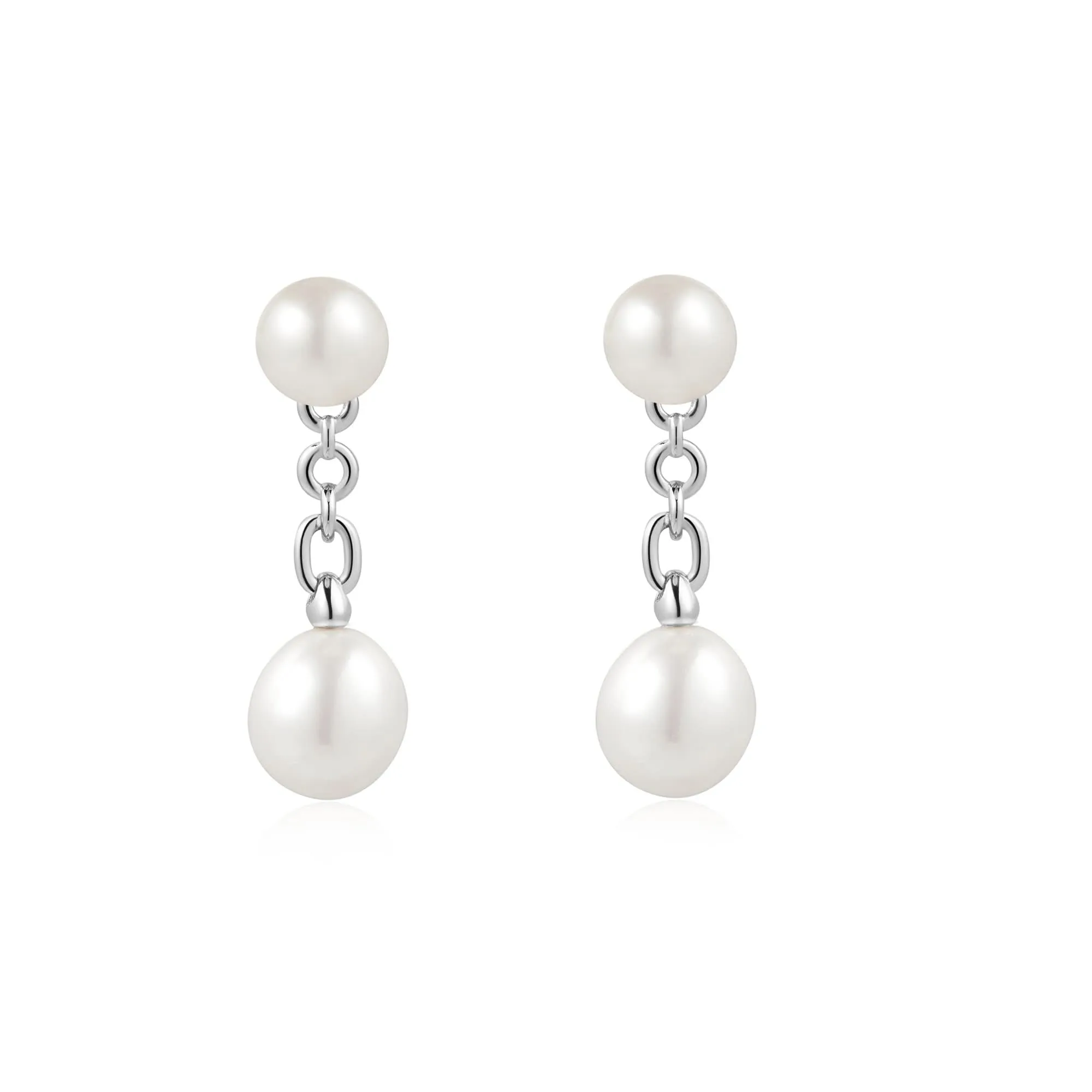 Ania Haie Silver Freshwater Pearl Stud Ear Jackets E058-06H Ania Haie Jewellery