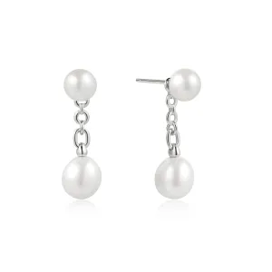Ania Haie Silver Freshwater Pearl Stud Ear Jackets E058-06H Ania Haie Jewellery
