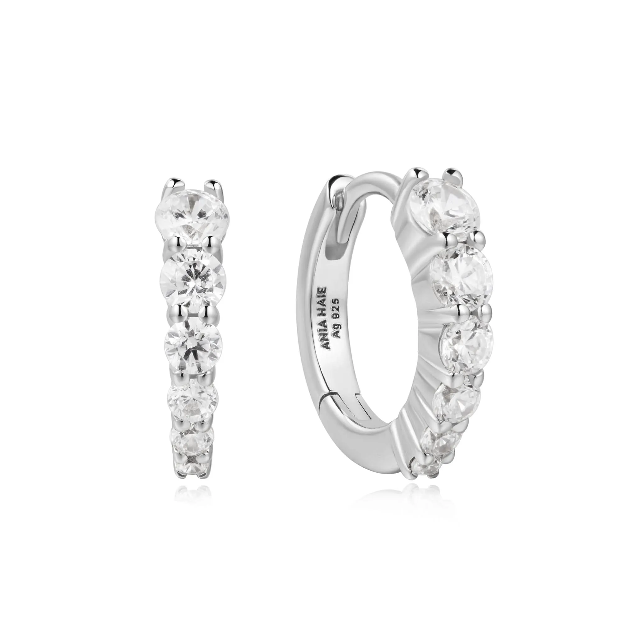 Ania Haie Silver Gradient Pave Huggies E061-06H Ania Haie Jewellery