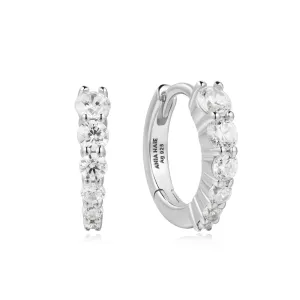Ania Haie Silver Gradient Pave Huggies E061-06H Ania Haie Jewellery