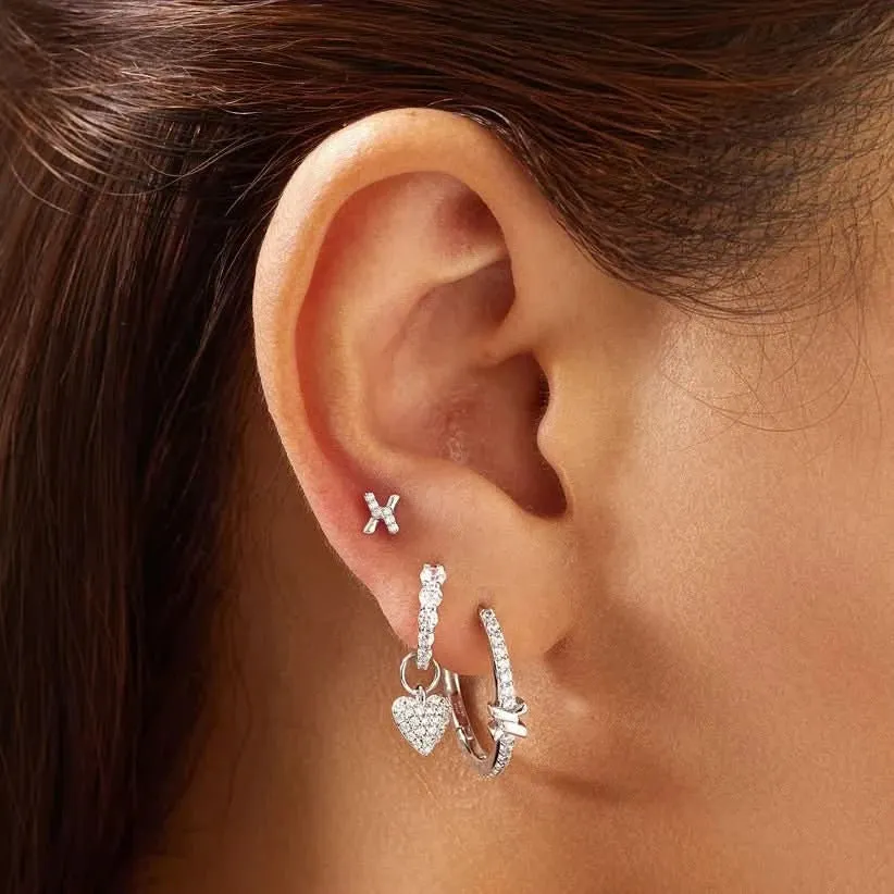 Ania Haie Silver Gradient Pave Huggies E061-06H Ania Haie Jewellery