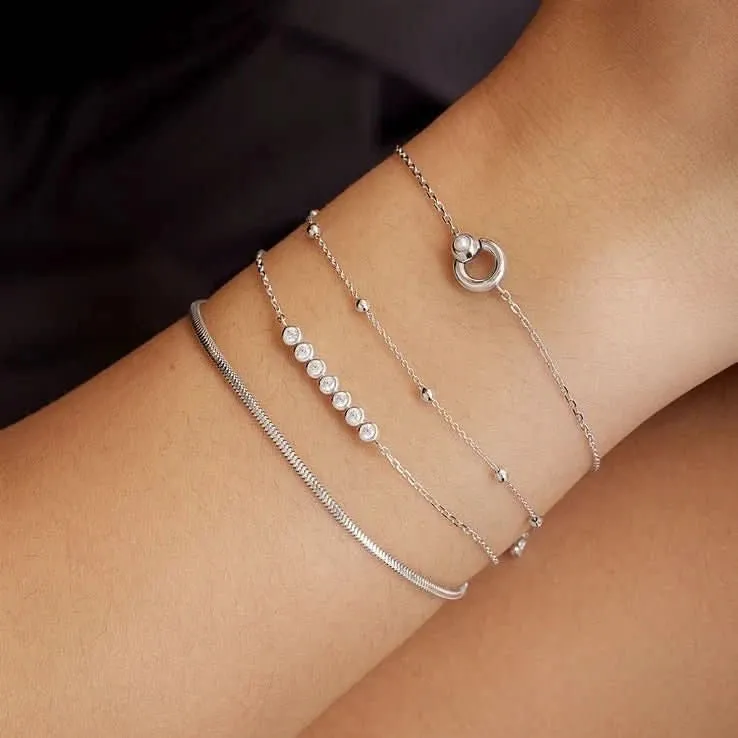 Ania Haie Silver Hoop Freshwater Pearl Bracelet B058-03H Ania Haie Jewellery