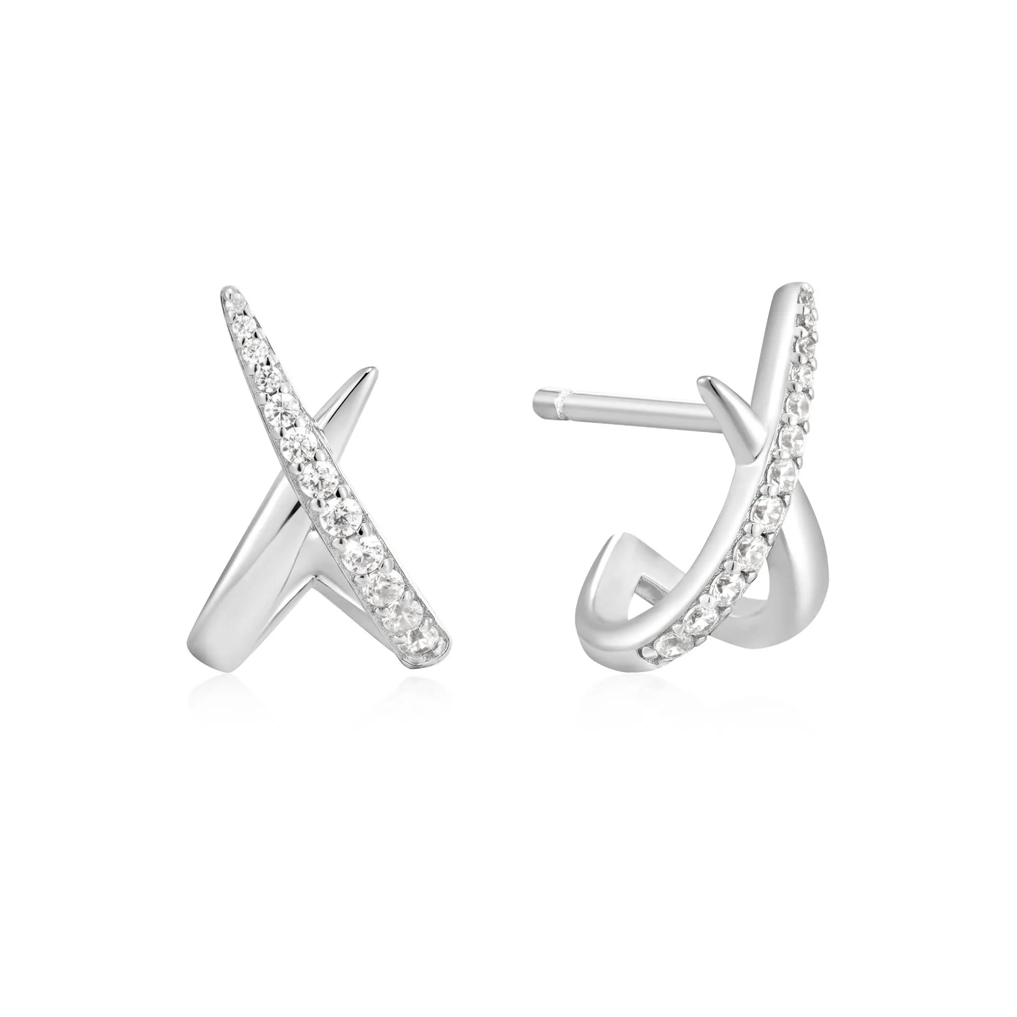 Ania Haie Silver Kiss Polished Pavé Studs E057-03H Ania Haie Jewellery