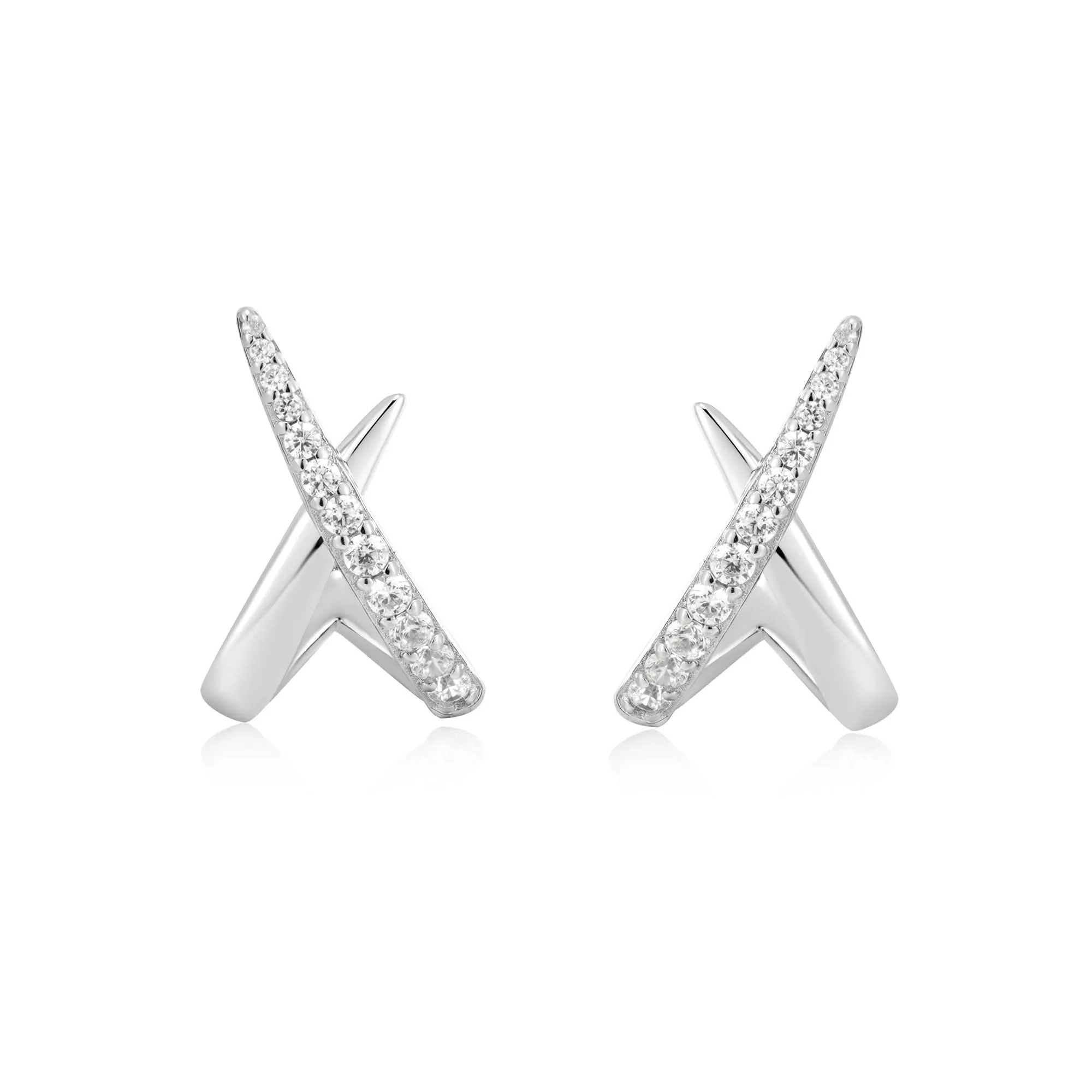 Ania Haie Silver Kiss Polished Pavé Studs E057-03H Ania Haie Jewellery