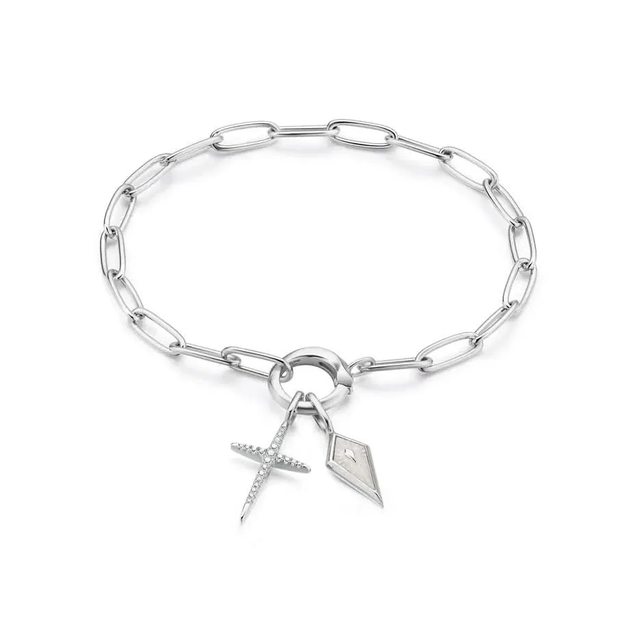 Ania Haie Silver Link Charm Chain Connector Bracelet B048-01H Ania Haie Jewellery