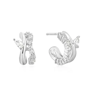 Ania Haie Silver Sparkle Double Hoop Studs E056-04H Ania Haie Jewellery
