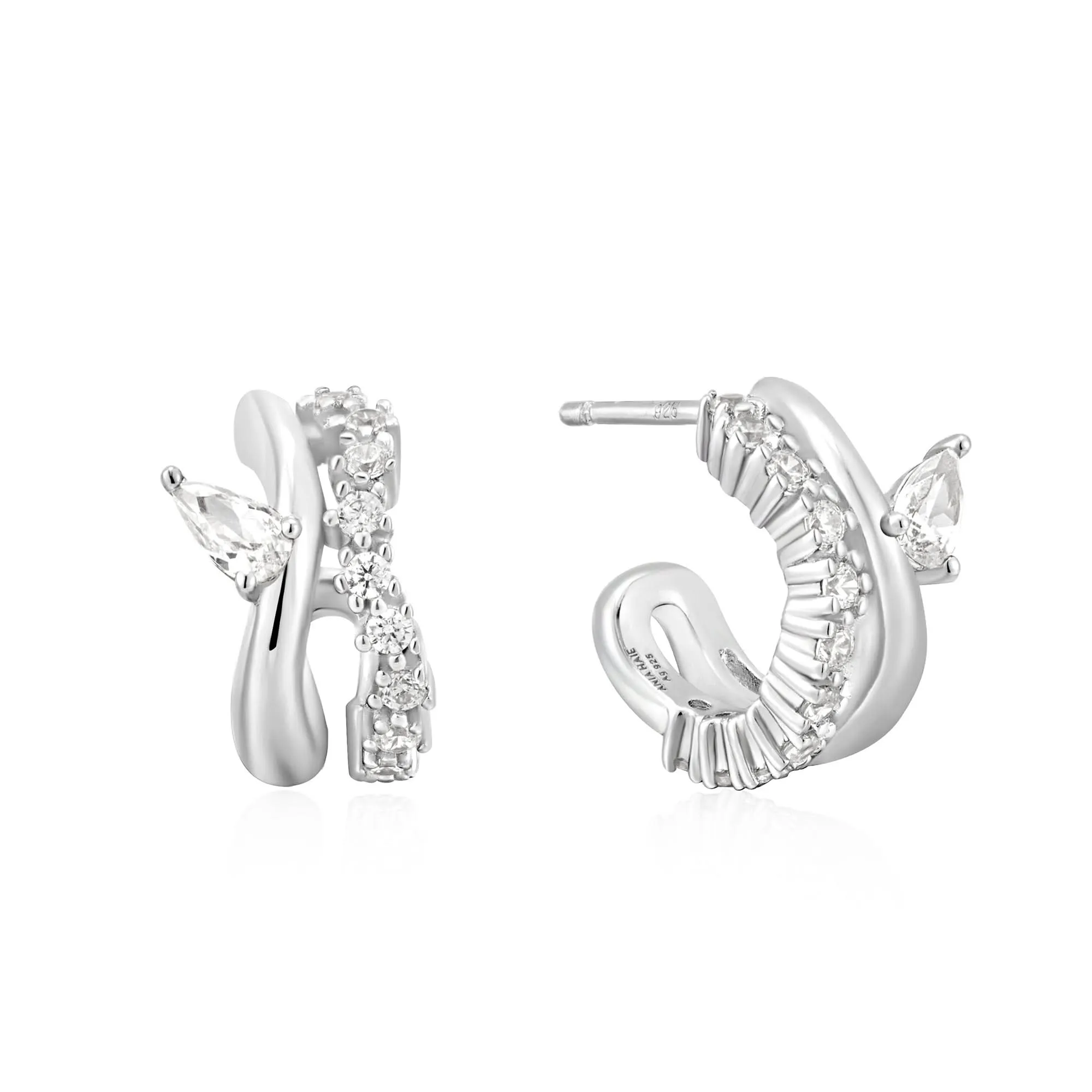 Ania Haie Silver Sparkle Double Hoop Studs E056-04H Ania Haie Jewellery