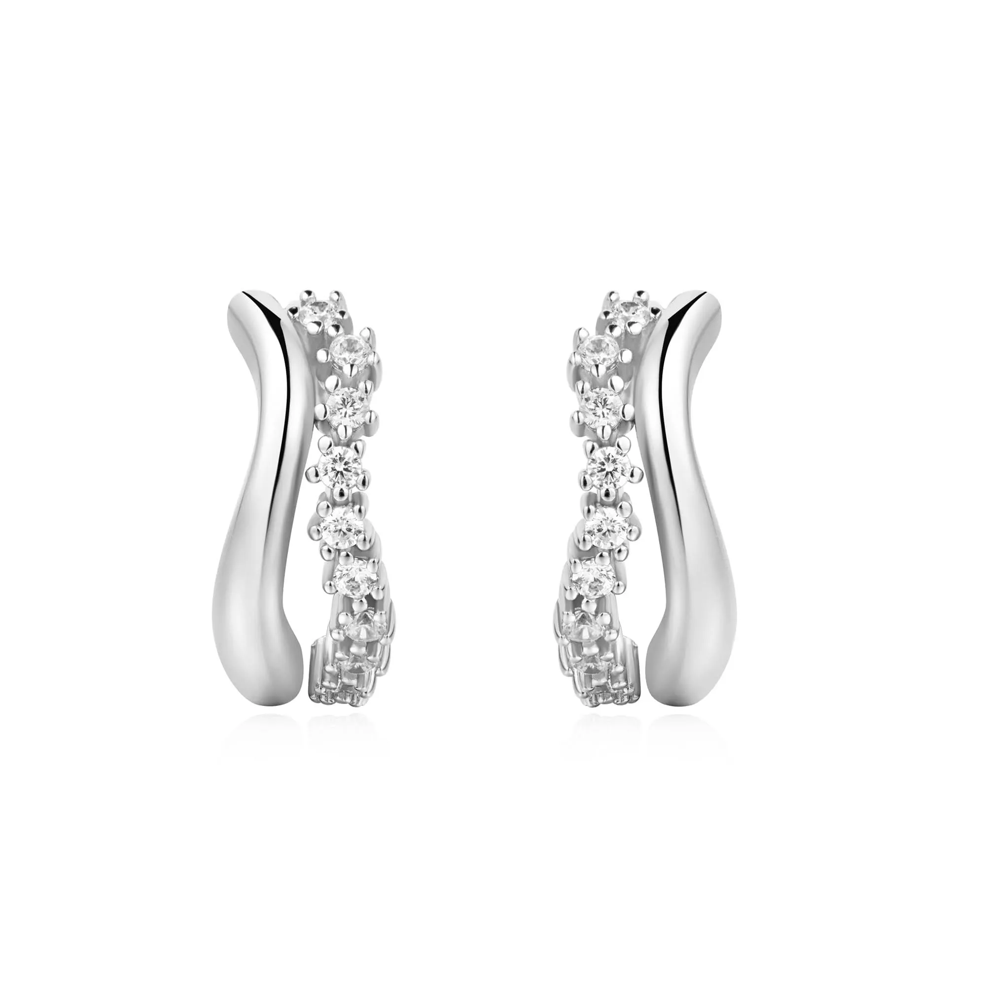 Ania Haie Silver Sparkle Double Huggies E056-05H Ania Haie Jewellery