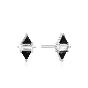 Ania Haie Silver Triangle Black/White Cubic Zirconia Studs E059-07H Ania Haie Jewellery