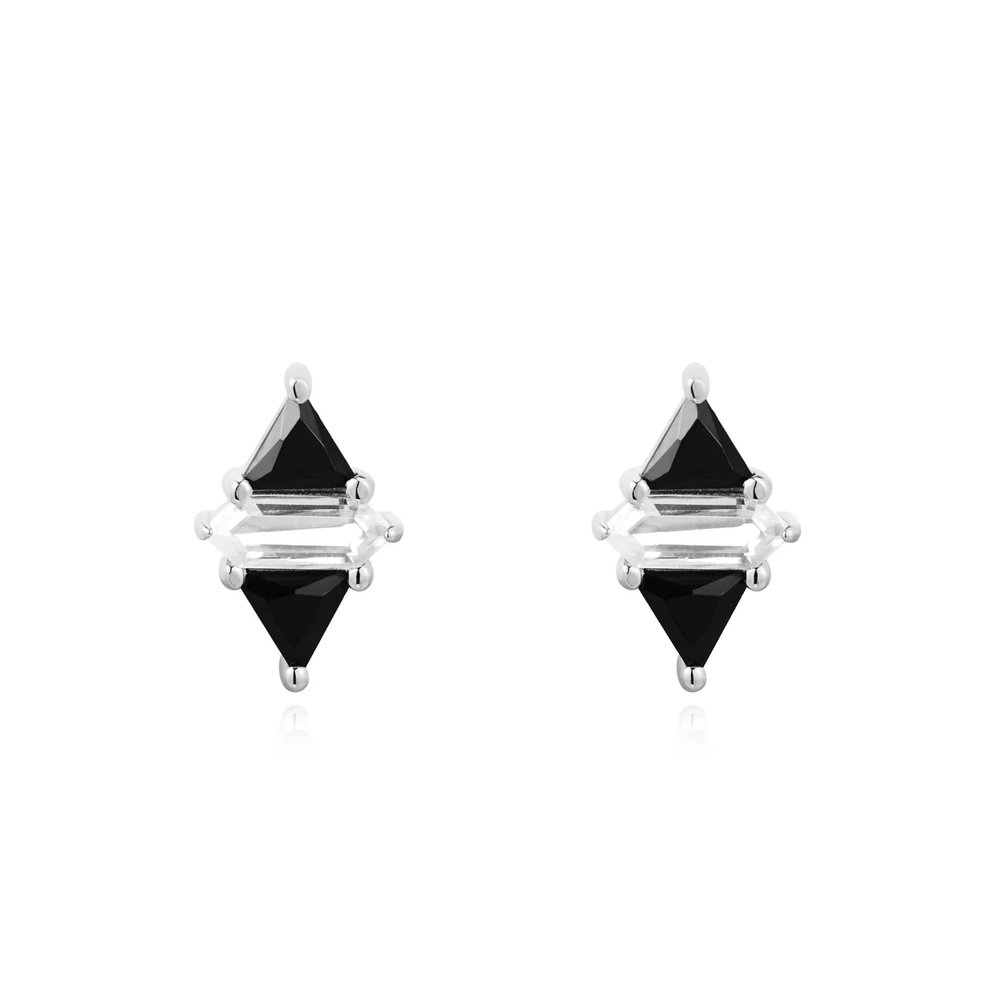 Ania Haie Silver Triangle Black/White Cubic Zirconia Studs E059-07H Ania Haie Jewellery
