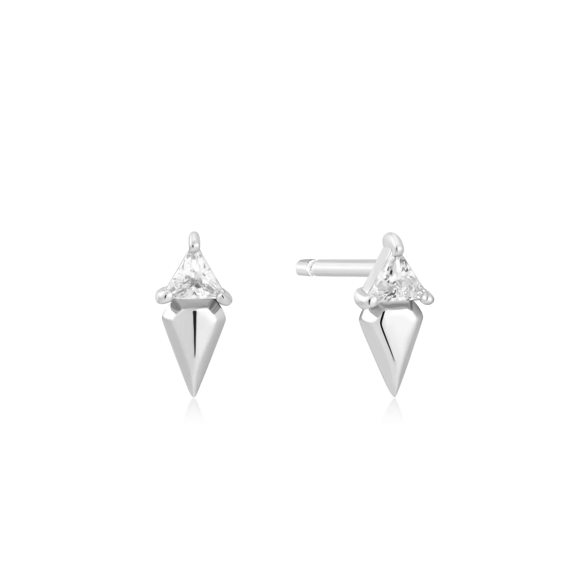Ania Haie Silver Triangle Cubic Zirconia Geometric Stud Ear Jackets E059-04H Ania Haie Jewellery
