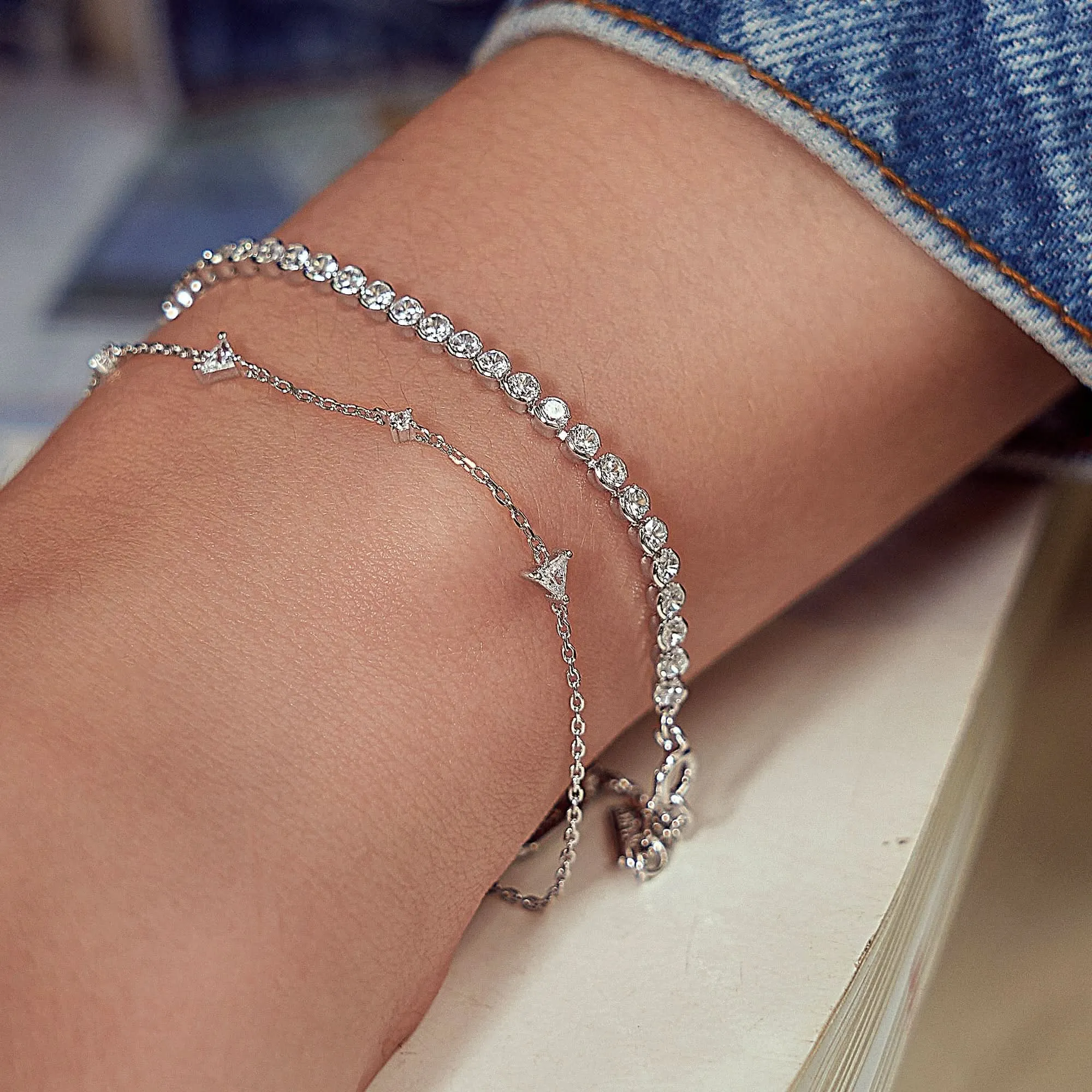 Ania Haie Silver Triangular Cubic Zirconia Station Bracelet B059-03H Ania Haie Jewellery