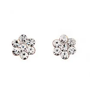 Beginnings Sterling Silver A589C Crystal Diamante Flower Earrings Beginnings Jewellery
