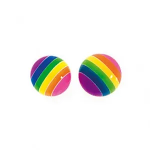 Beginnings Sterling Silver A704 Rainbow Large Stripe Ball Stud Earrings Beginnings Jewellery