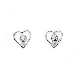 Beginnings Sterling Silver A716C Cryst Cntre Open Heart Stud Earrings Beginnings Jewellery