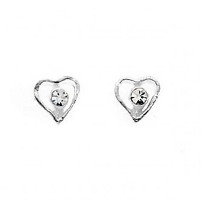 Beginnings Sterling Silver A716C Cryst Cntre Open Heart Stud Earrings Beginnings Jewellery
