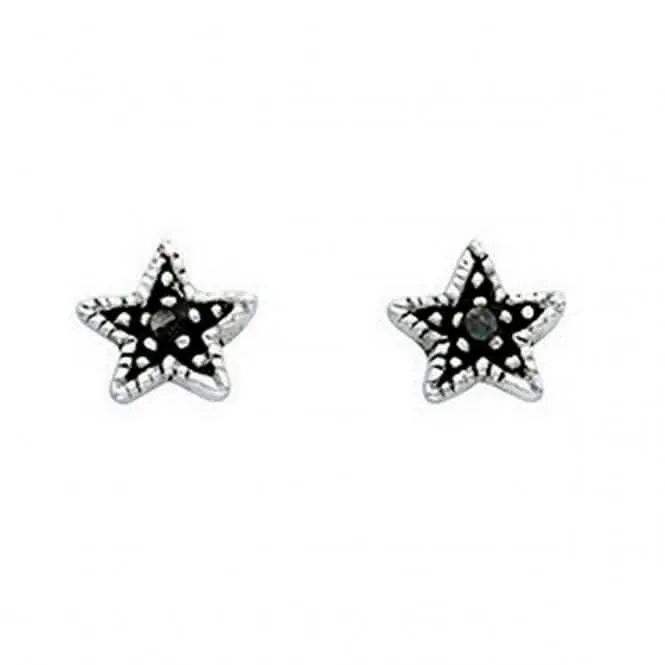 Beginnings Sterling Silver A852H Grey Oxidised Star Stud Earrings Beginnings Jewellery